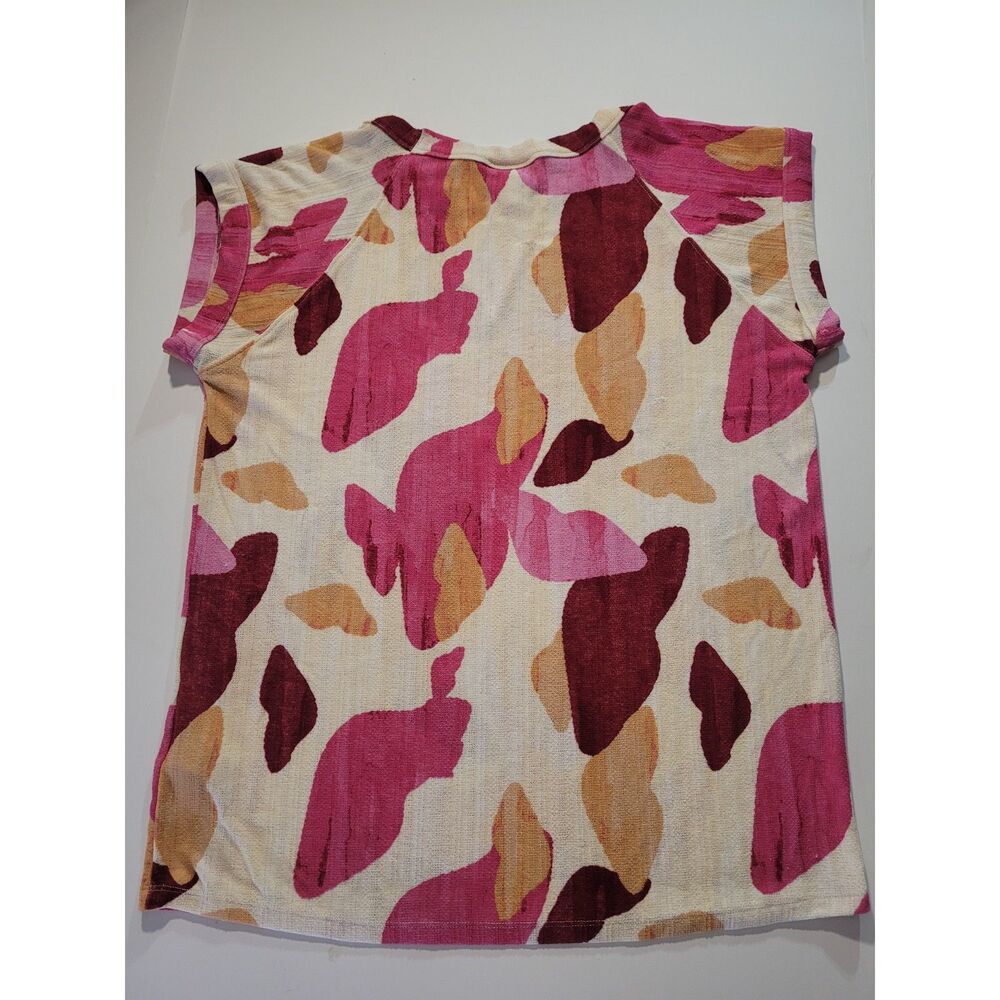 LuLaRoe Women's Small Short Sleeve Top Pink Orange/ Abstract Print #-103